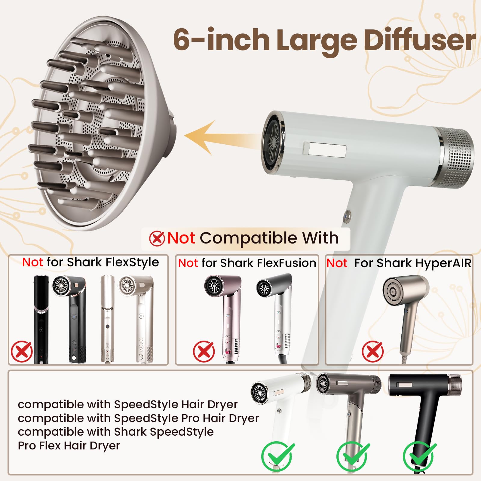 AFDD diffuser 6-inch bowl close-up highlighting wide drying area for faster styling.