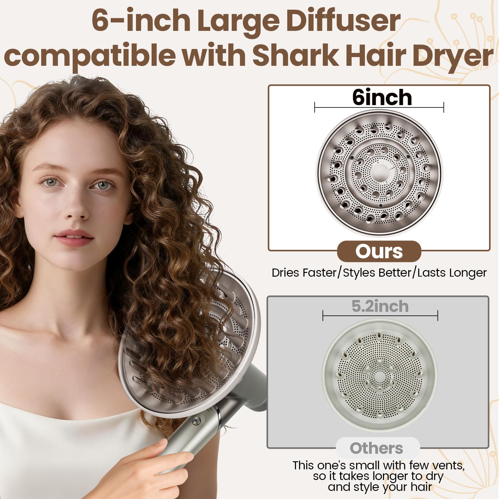 AFDD diffuser on curls and waves for defined texture without frizz.
