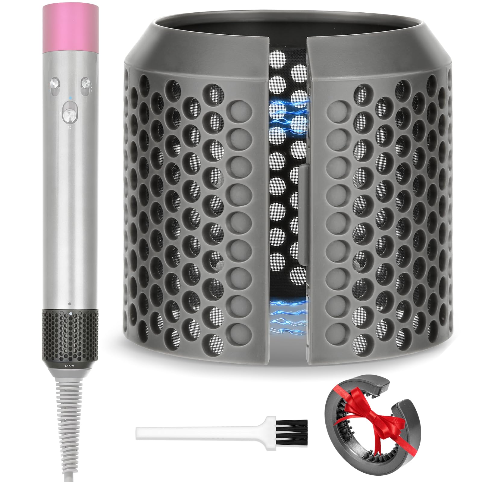 AFDD outer filter cover closeup mesh improves airflow for smoother styling.