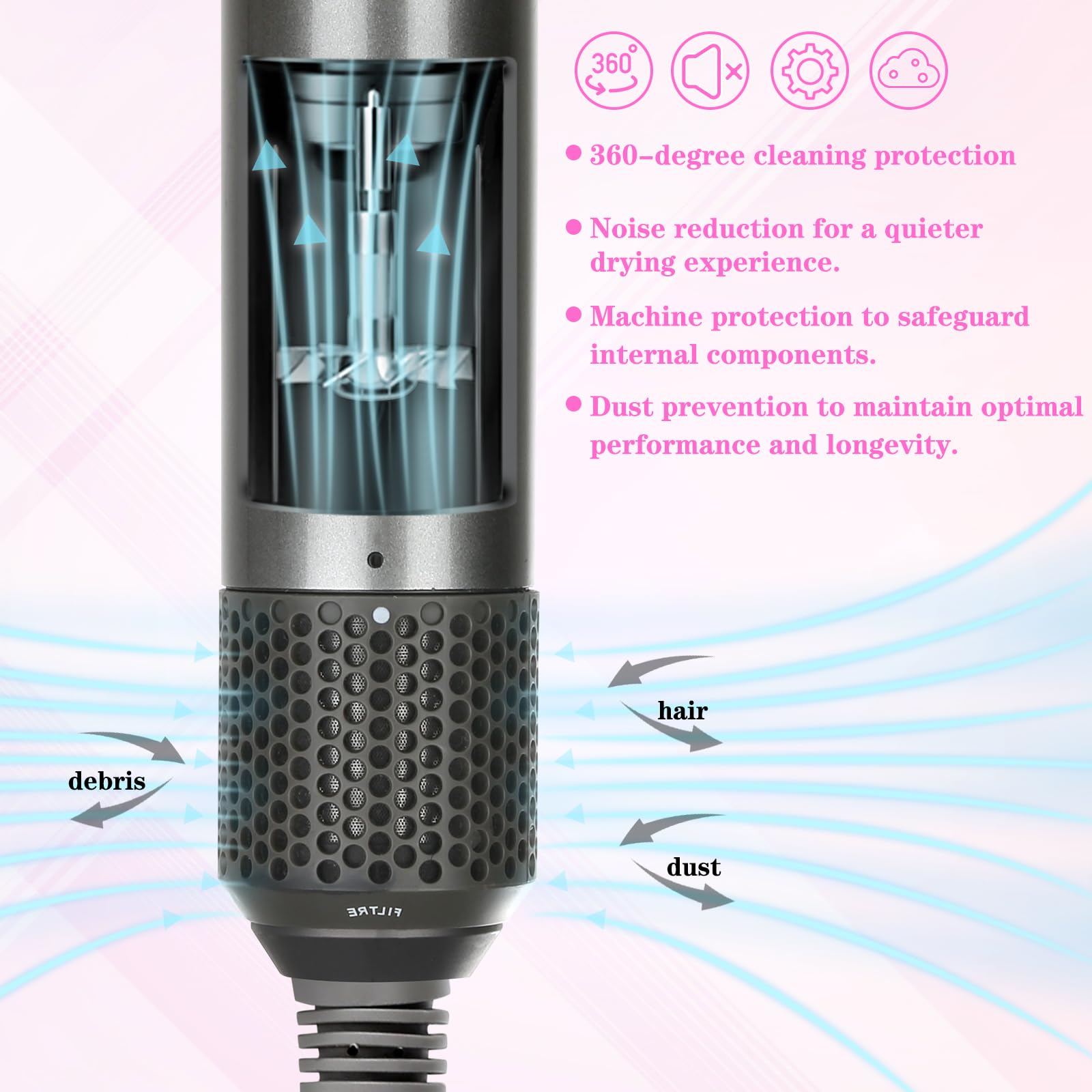AFDD replacement process for quick filter swap on Dyson Airwrap HS01 HS05.