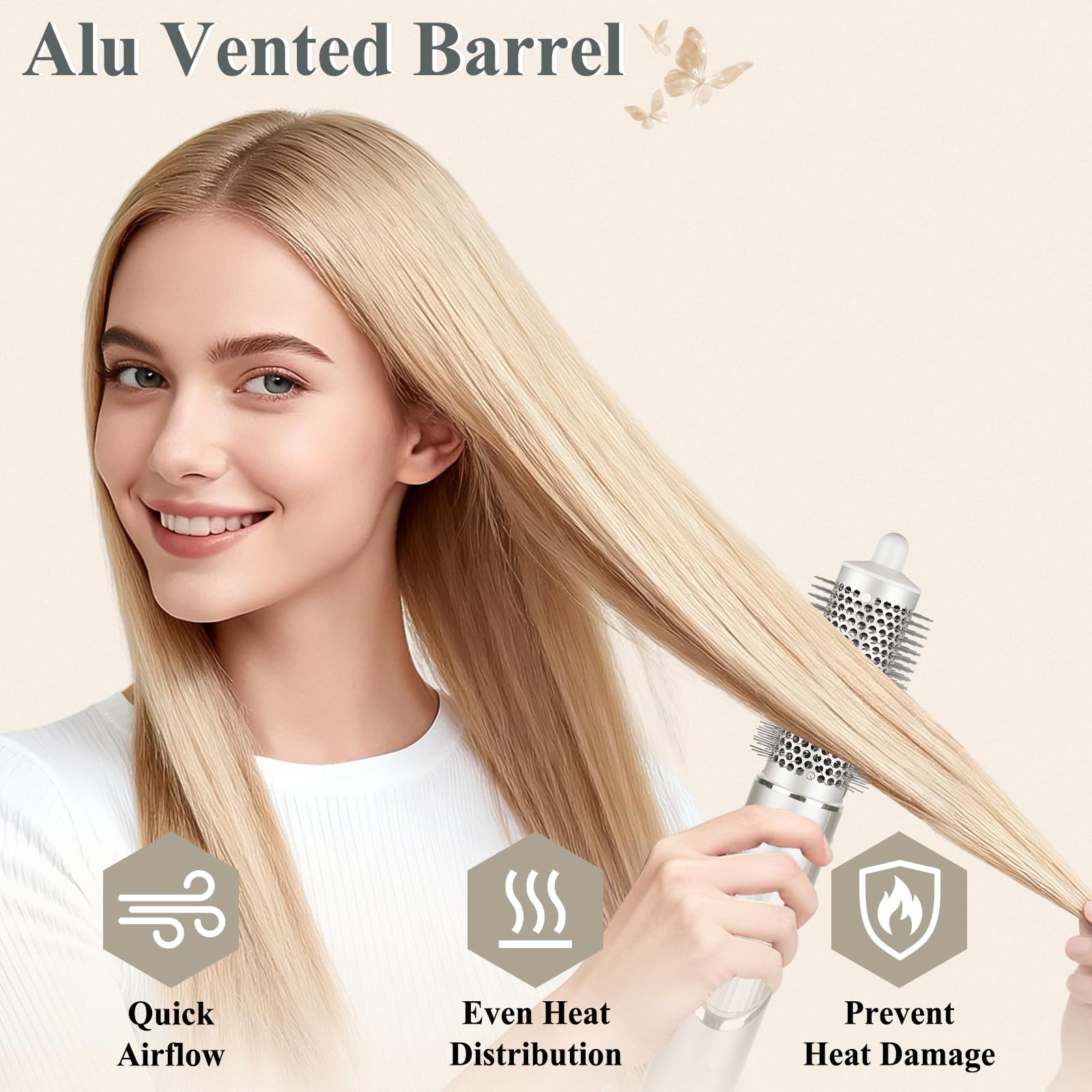AFDD Round Brush Attachment works across all hair types and textures.