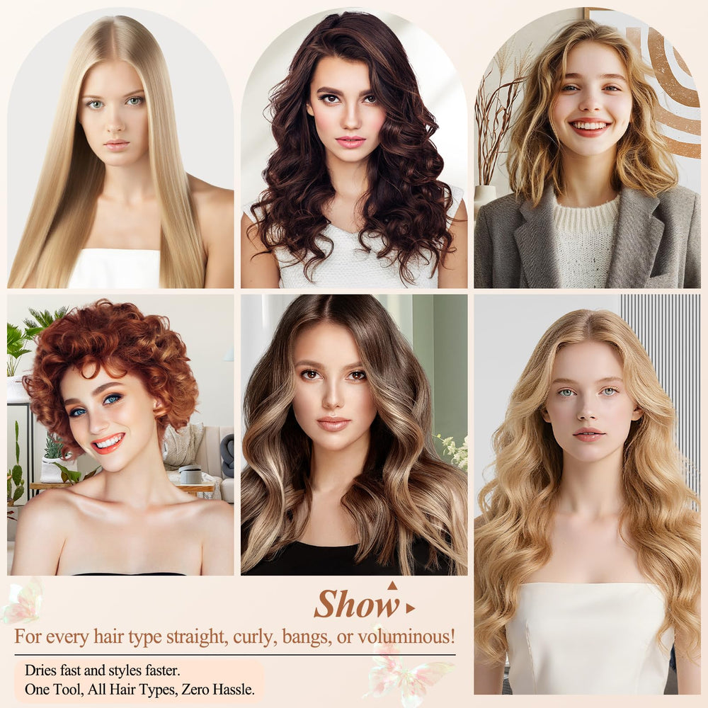 AFDD round brush enables curl and straight styles with volume throughout.
