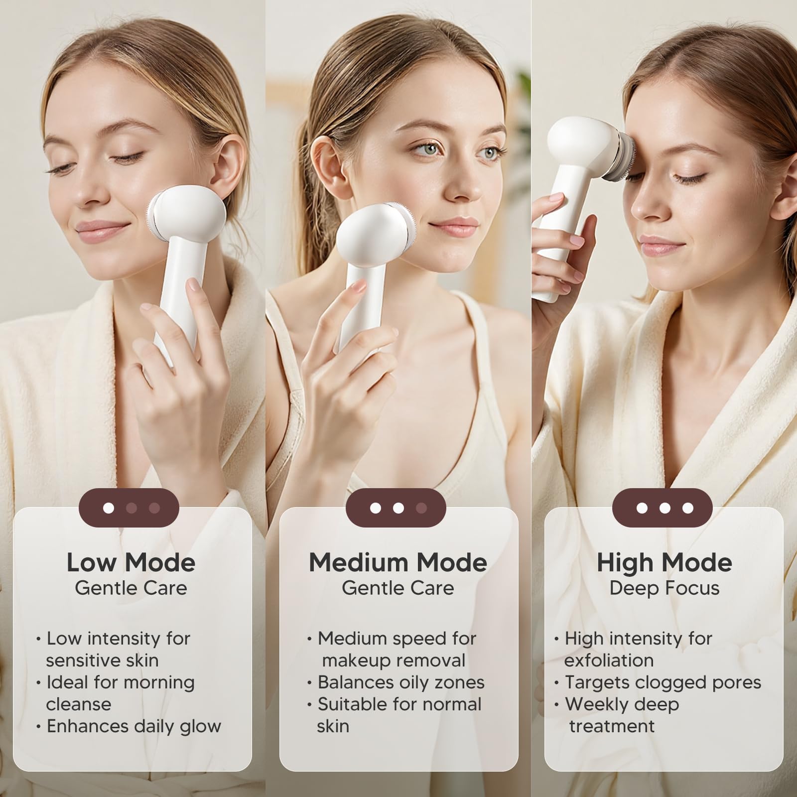 AFEIOFT hygienic silicone bristles provide gentle cleansing for sensitive skin