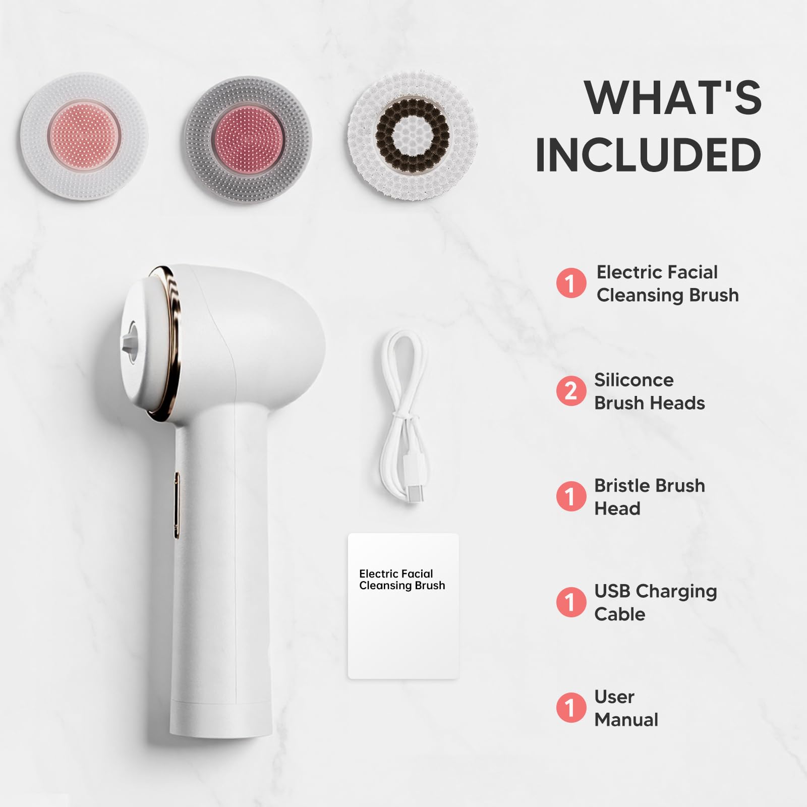 AFEIOFT waterproof rechargeable face brush for cordless shower use