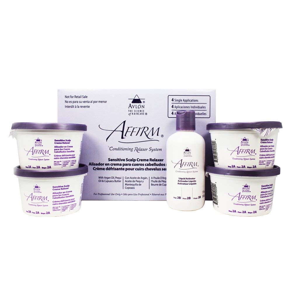 Affirm Relaxer Kit box featuring customizable mild strength mix for at-home use