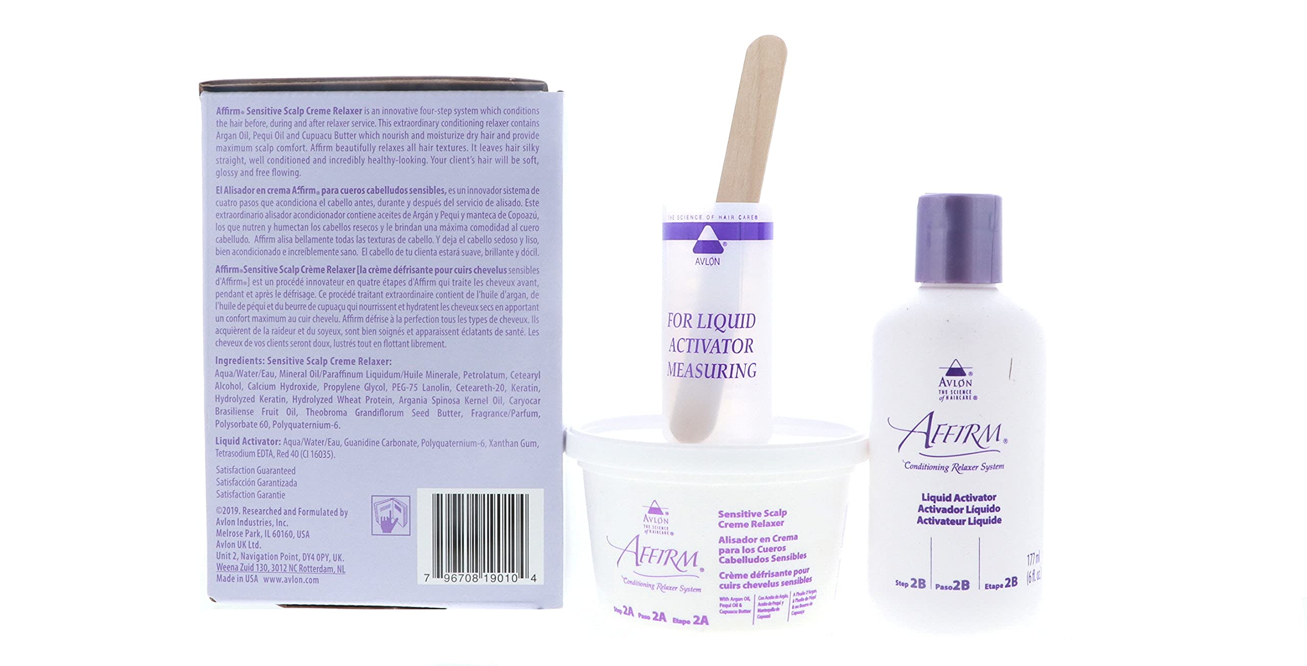 Affirm Relaxer Kit bottle with mixing tray ready for step-by-step application