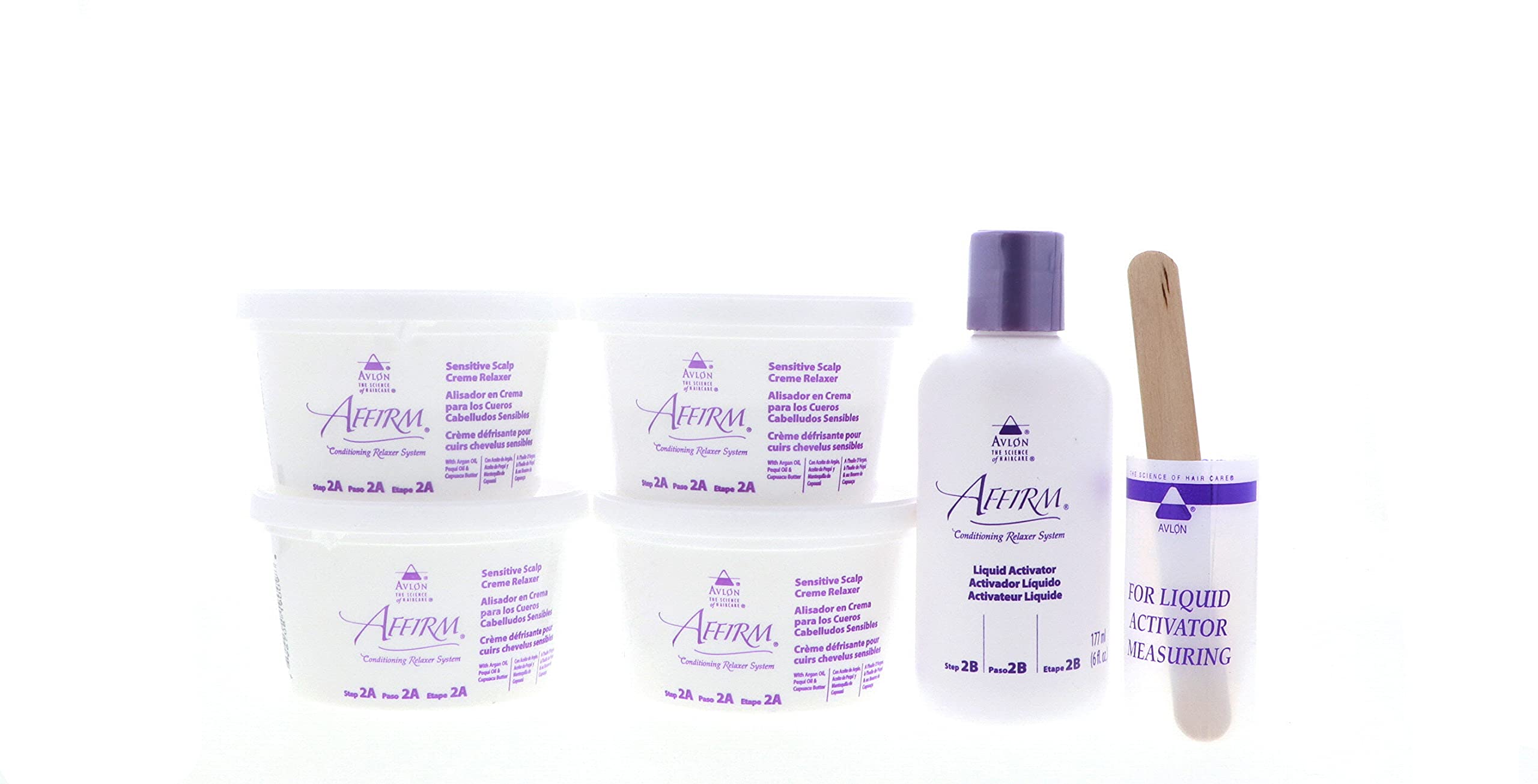 Affirm Relaxer Kit sealed packaging showing four-application design and safety notes