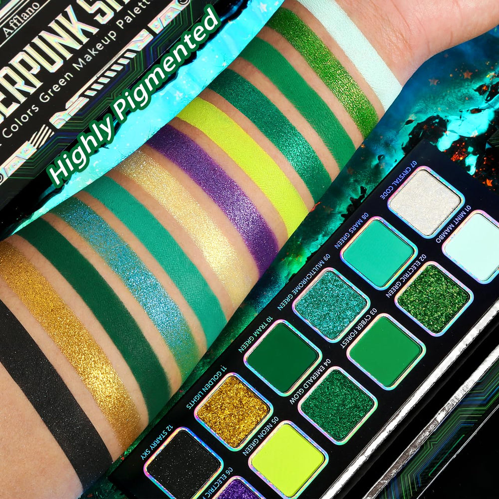 Afflano paleta verde multicromática abierta muestra tonos versátiles.