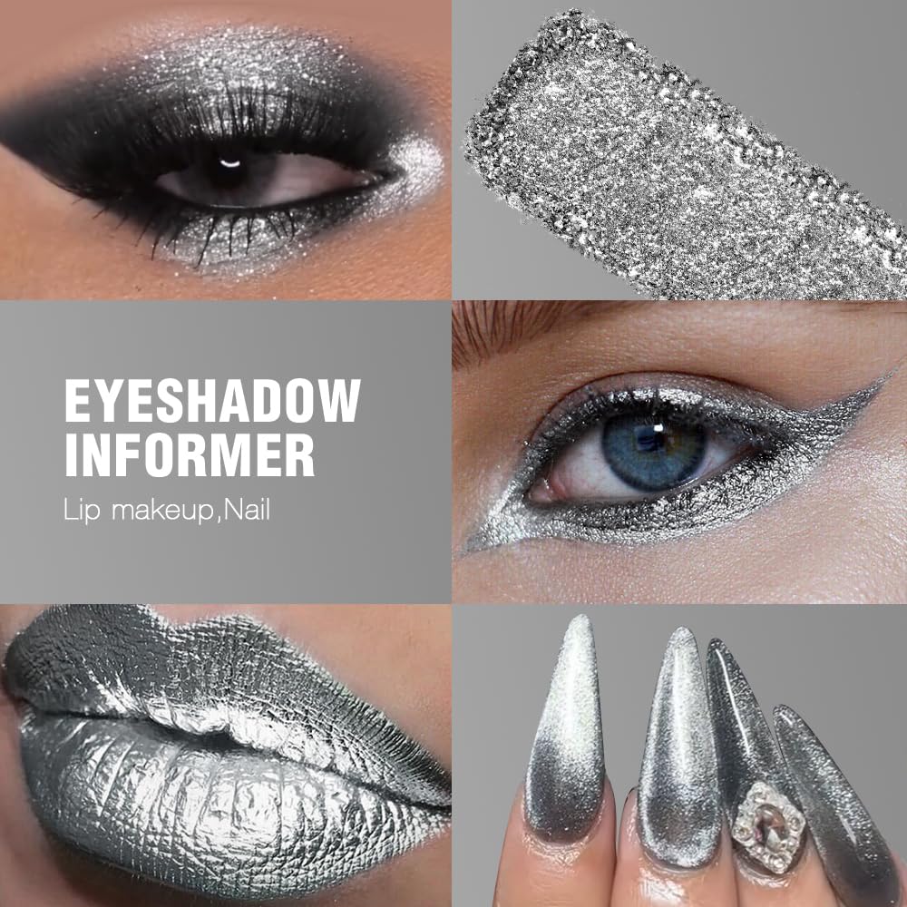 Afflano travel-friendly compact for on-the-go silver glitter eye looks
