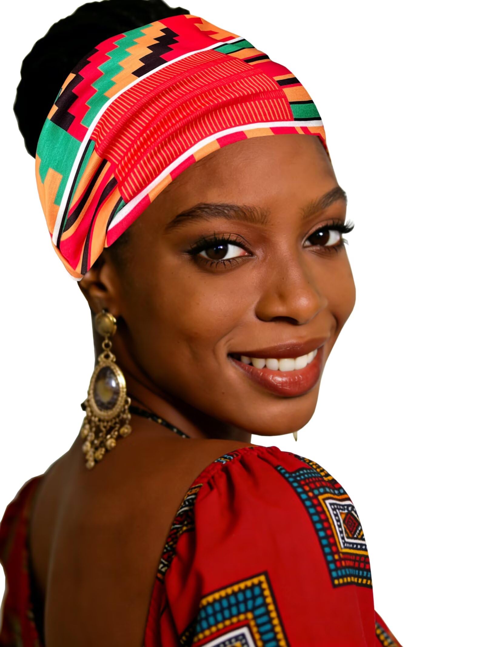 Afibi bandana ancha con patrón africano, perfecto para peinados recogidos casuales.