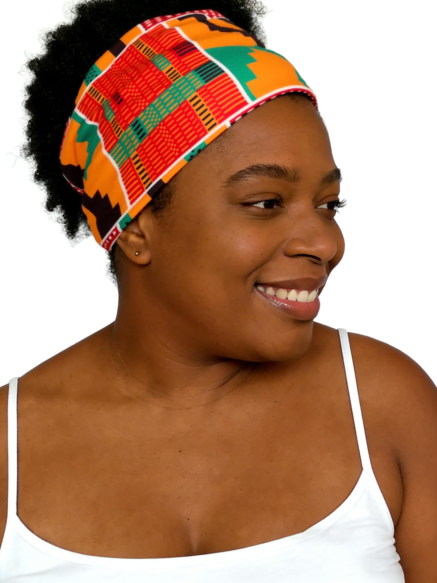 Afibi bandana ancha con patrón africano, diseño versátil para diario o deporte.