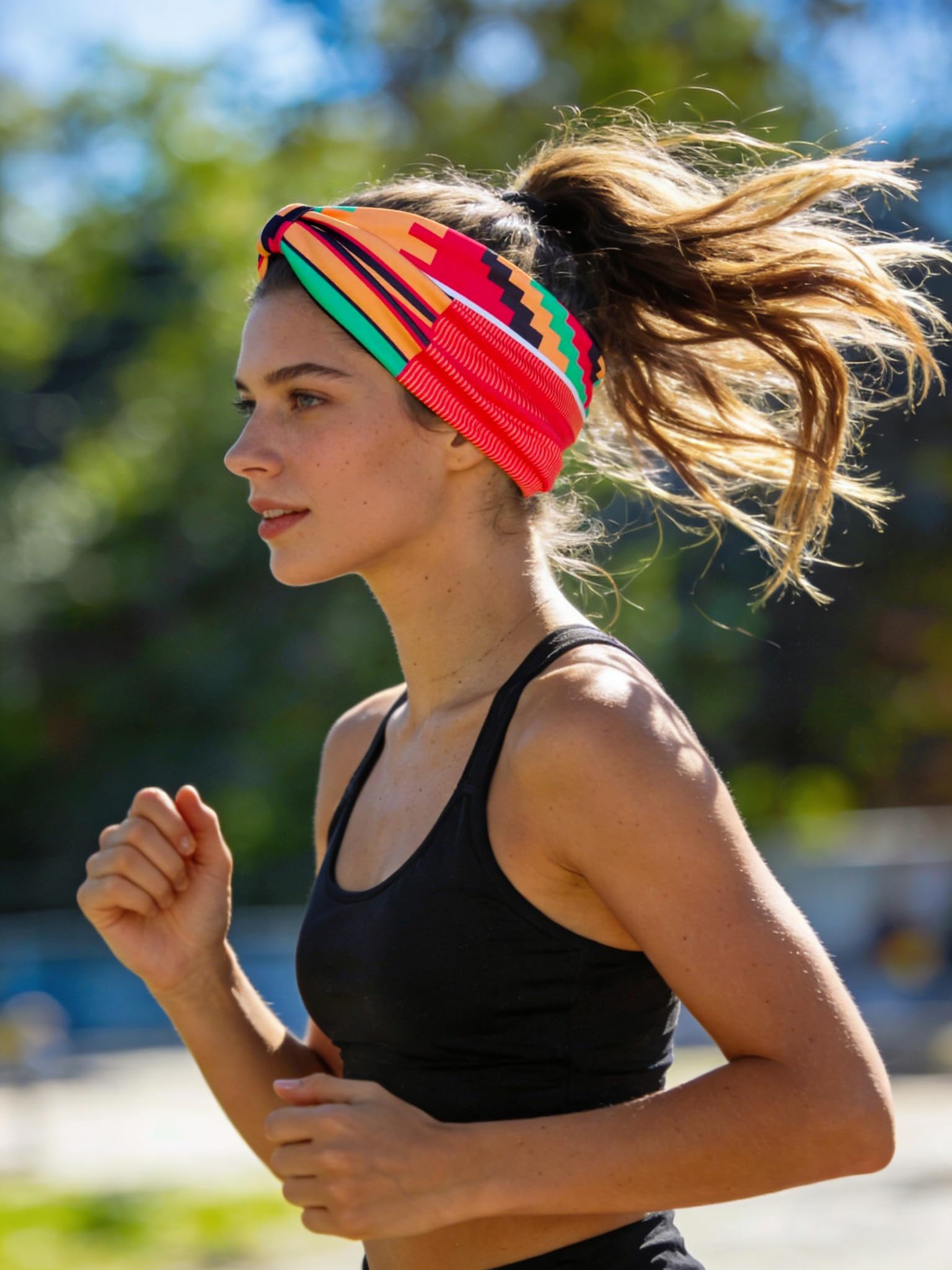 Afibi bandana para uso diario, patrón boho africano para un look relajado.