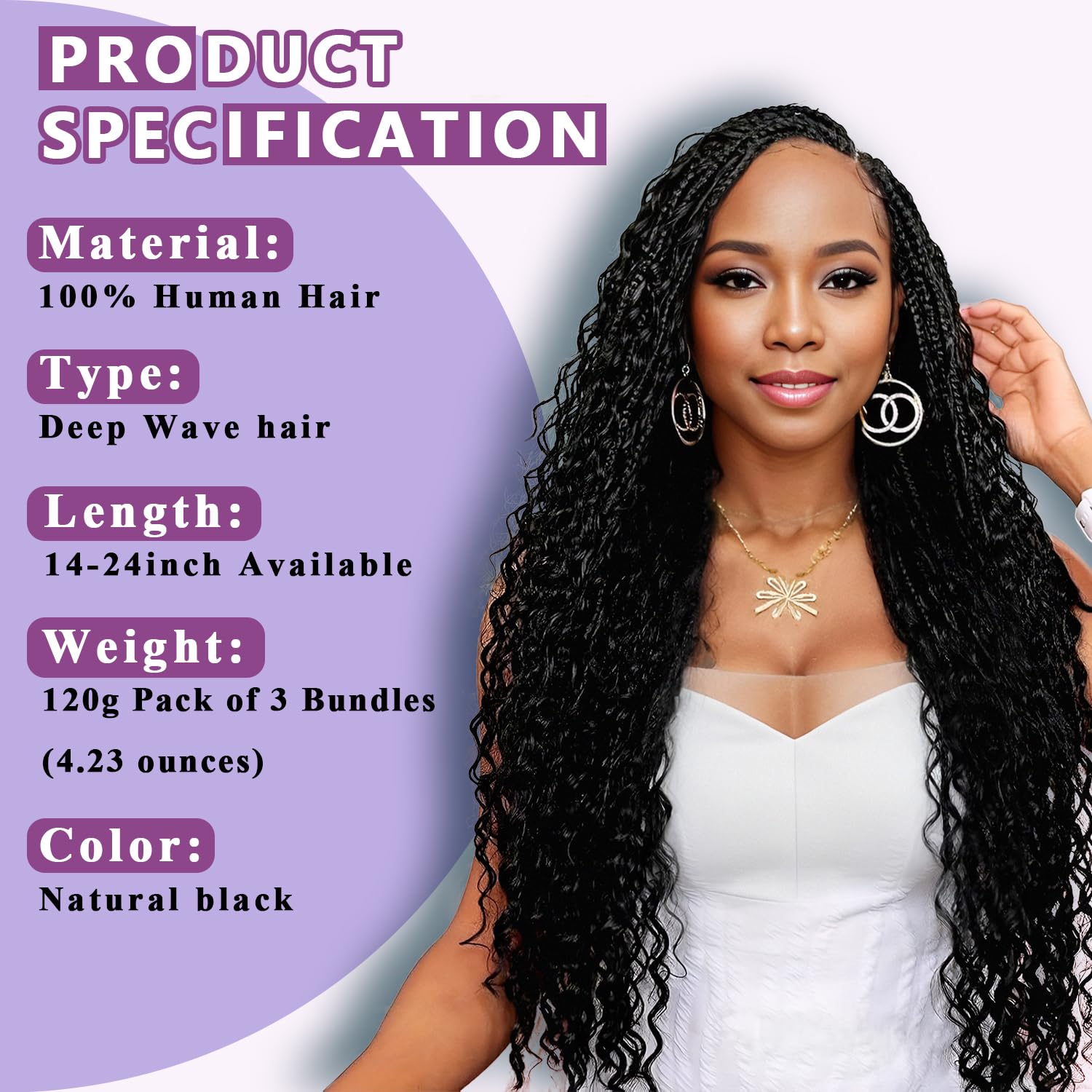 Afihond 18-inch bundle showcases natural color and glossy finish for dramatic braid looks.