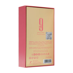 Afnan 9 AM Pour Femme base notes image highlights musk, orange, amber for a warm aroma.