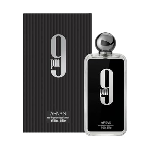 Afnan 9 PM for Men bottle heart-notes mint and lavender adding depth.