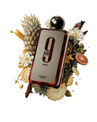 Afnan 9 PM Rebel bottle front, unisex fragrance with long-lasting scent suitable for day or night.