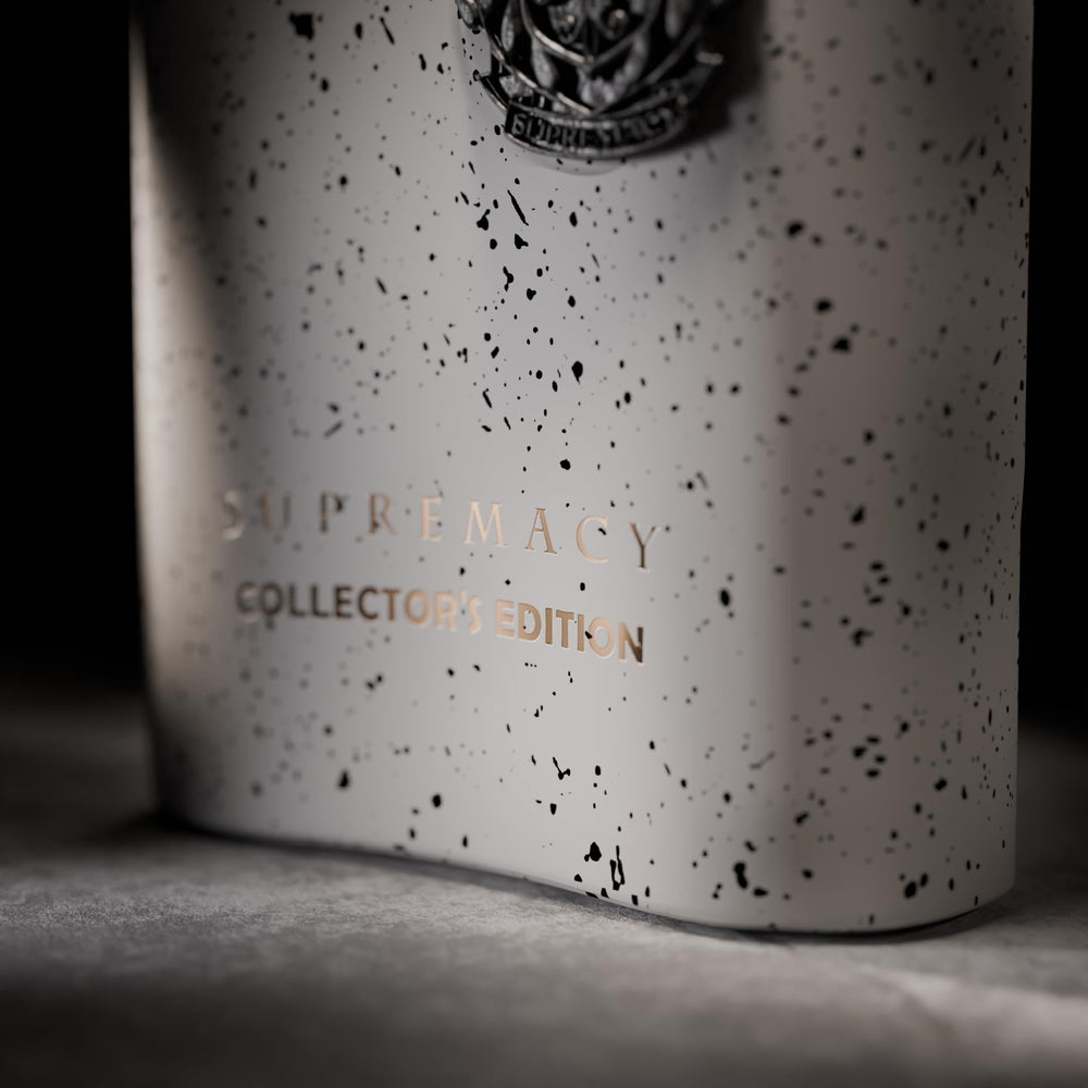 Wood-toned outer box evokes masculine sophistication and legacy.