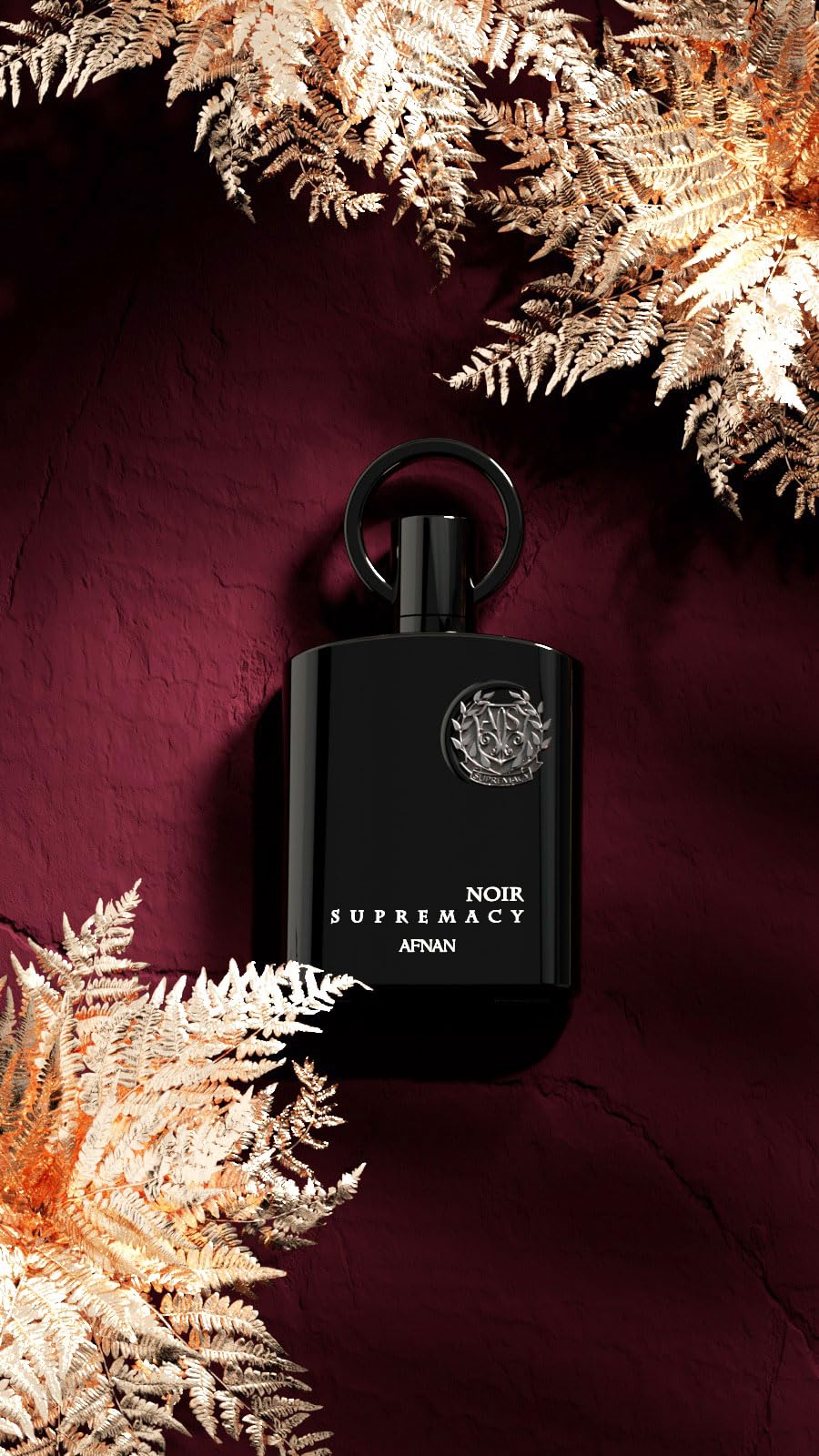 Afnan Supremacy Noir label detail emphasizes refined branding