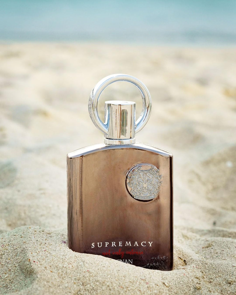 Afnan Supremacy Not Only Intense box side view emphasizes premium branding and unboxing anticipation.