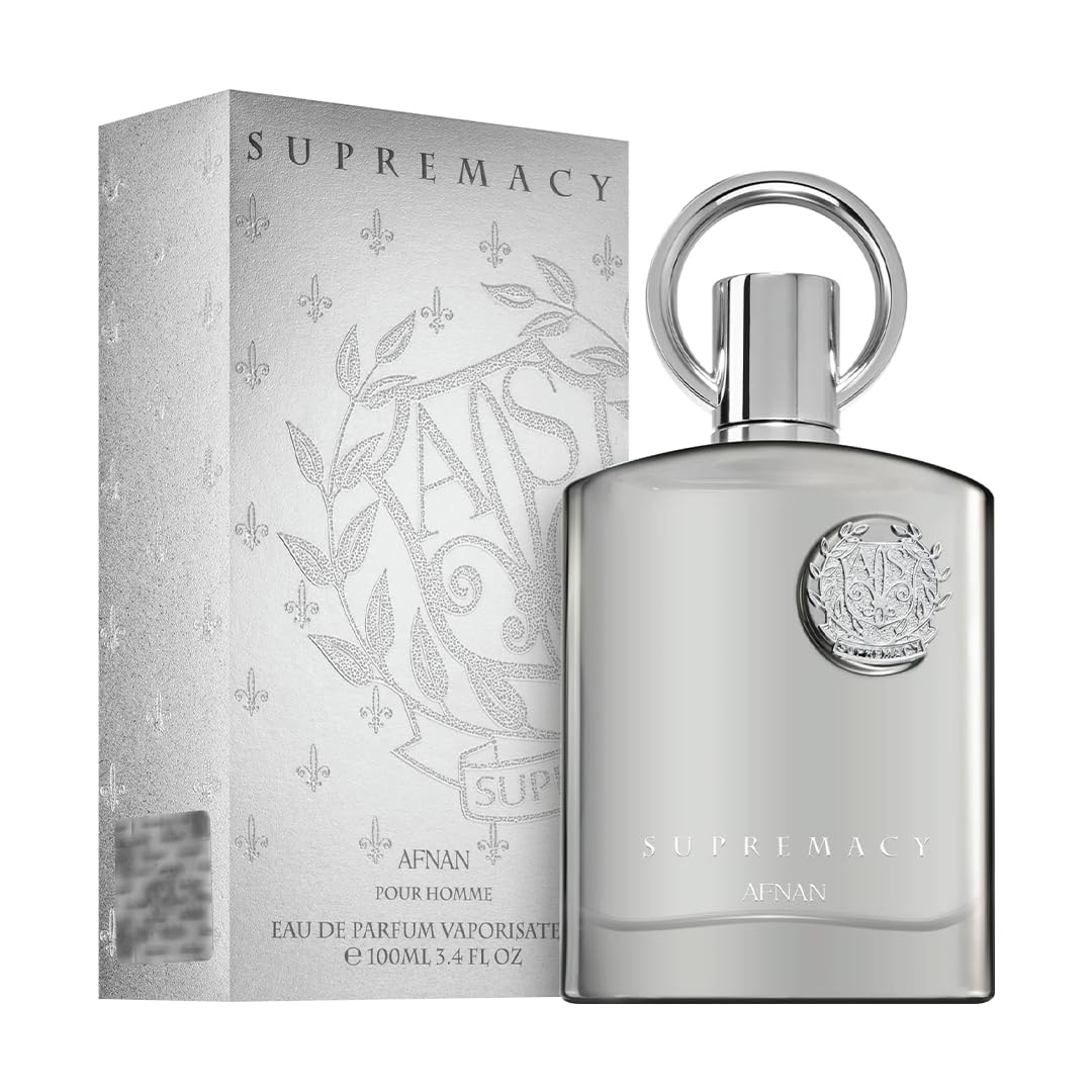 Afnan Supremacy Silver bottle cap close-up showing premium detailing for gift-ready appeal.