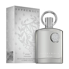 Afnan Supremacy Silver bottle cap close-up showing premium detailing for gift-ready appeal.