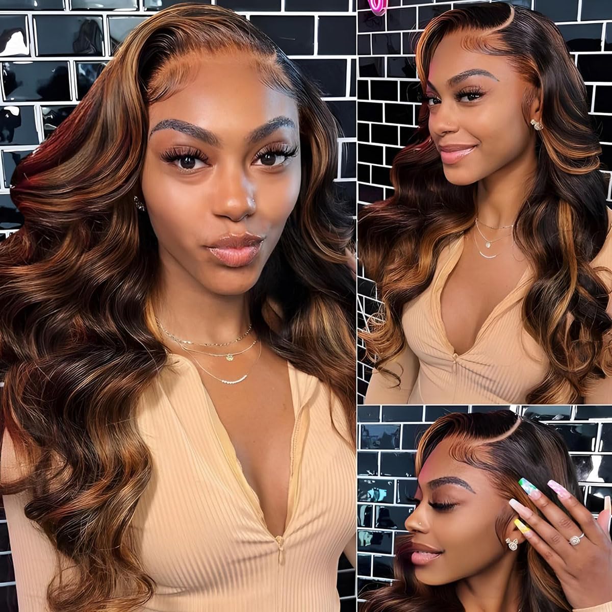 Afribye 200 density body wave lace front wig adding volume for fuller looks