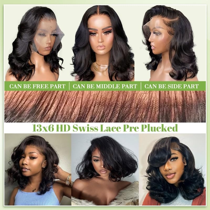 Afribye body wave 13x6 hd lace front wig 14 inch length ready for styling.