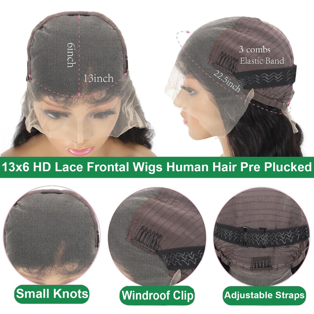 Afribye body wave 13x6 hd lace front wig versatile parting options.