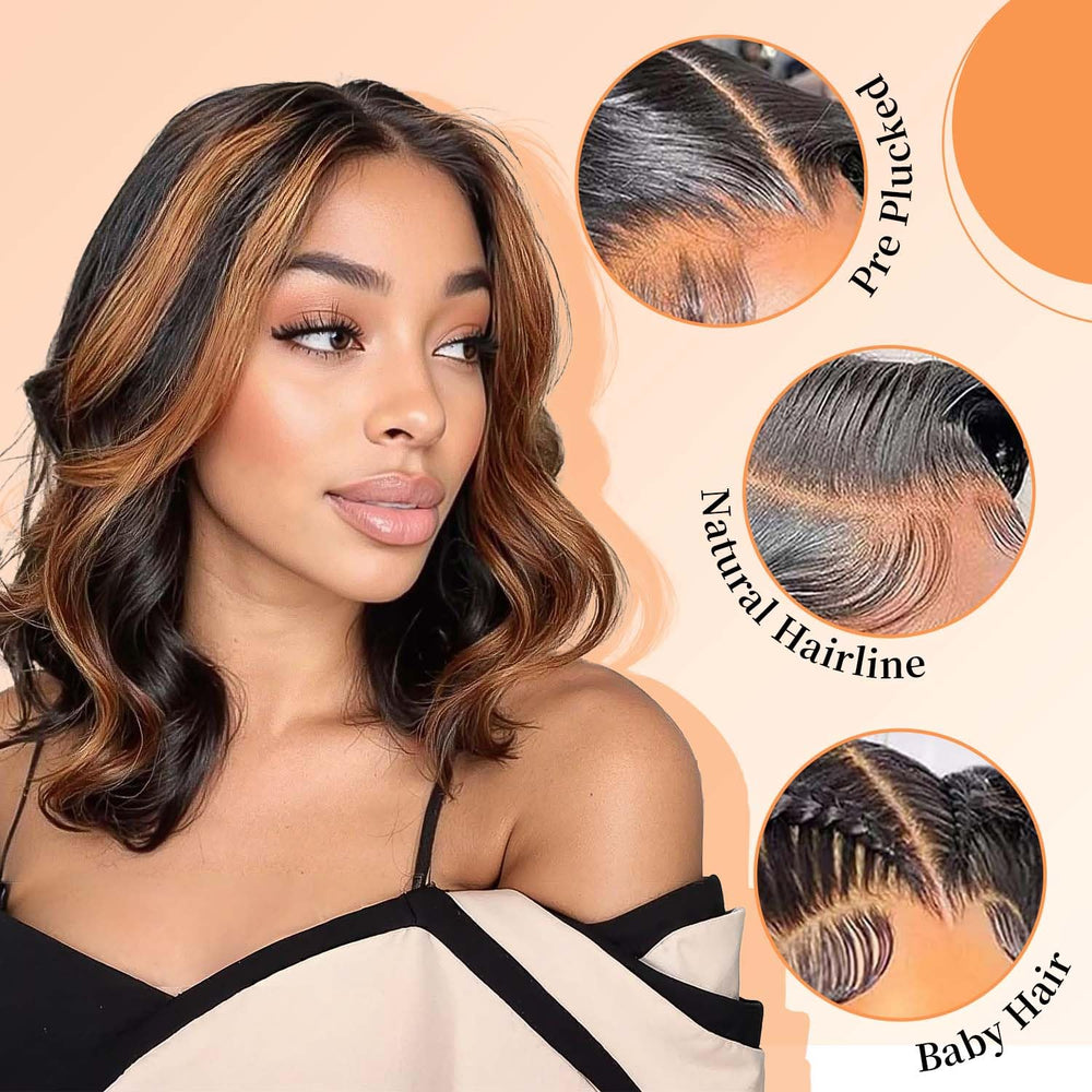 Afribye pre plucked lace wig shows seamless hairline for effortless styling.