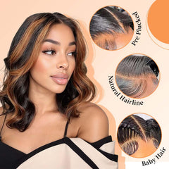 Afribye pre plucked lace wig shows seamless hairline for effortless styling.