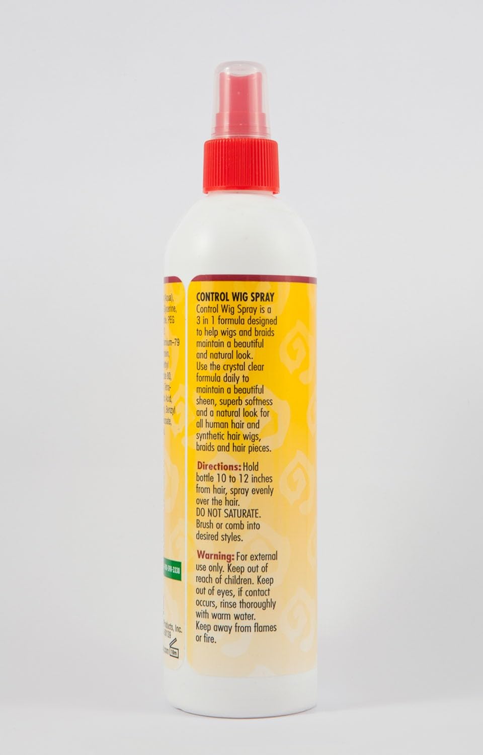 African Essence Control Wig Spray mist for quick restyling on human or synthetic wigs.