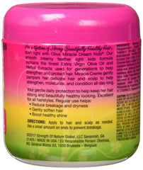 African Pride Dream Kids Olive Miracle Creme texture closeup suggests smooth, manageable hair.
