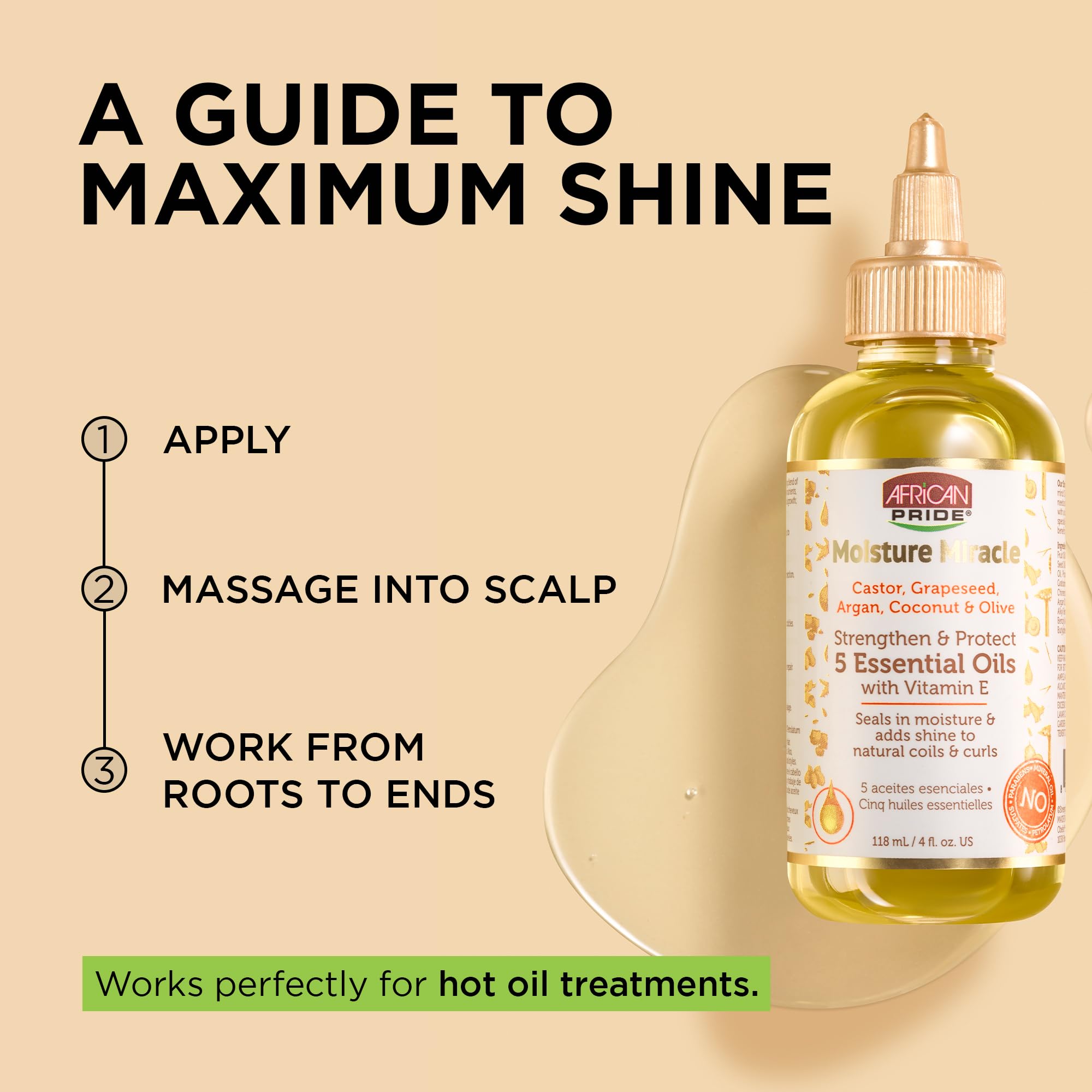 African Pride Moisture Miracle hair application demonstrates scalp nourishment