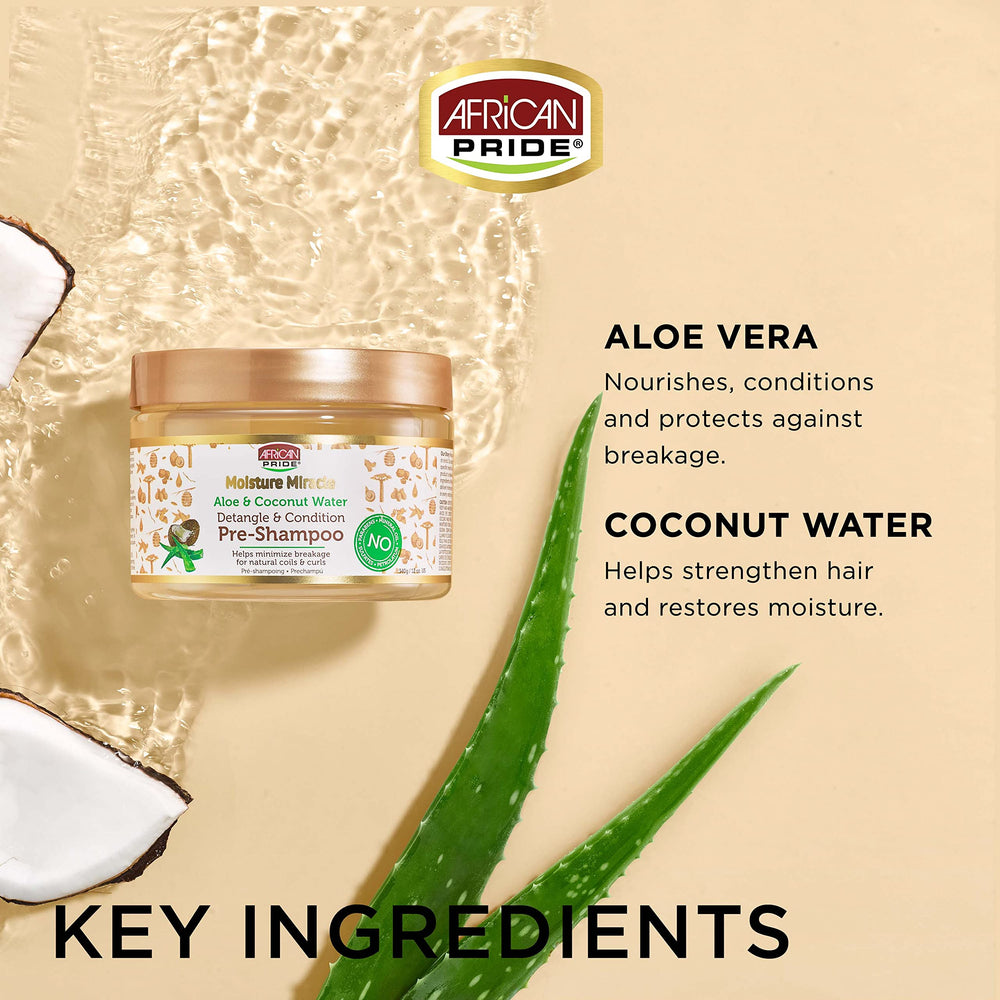Cuidado diario con African Pride Moisture Miracle para rizos sin sulfatos.
