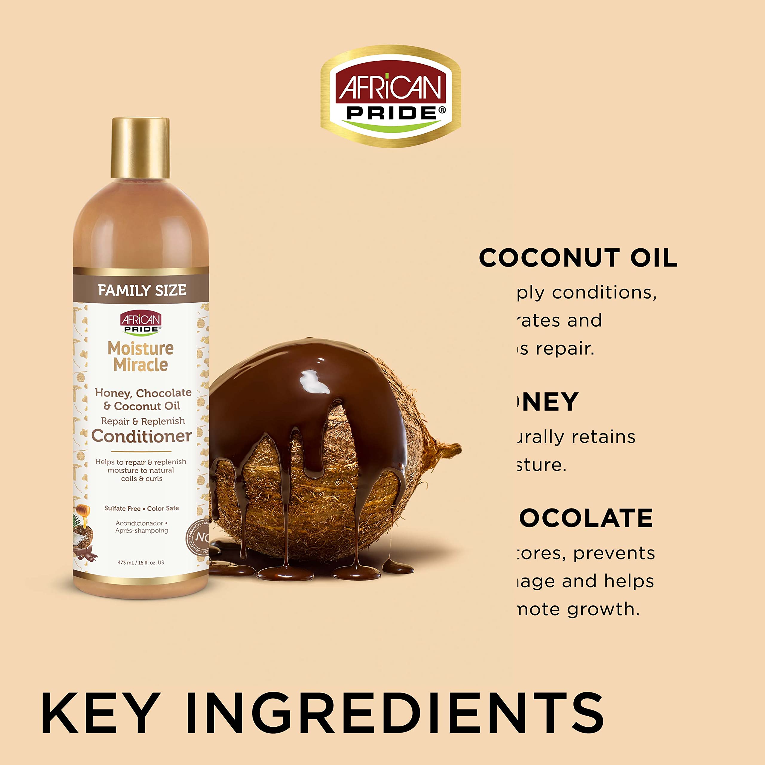 African Pride Moisture Miracle: miel y coco para hidratar naturalmente.