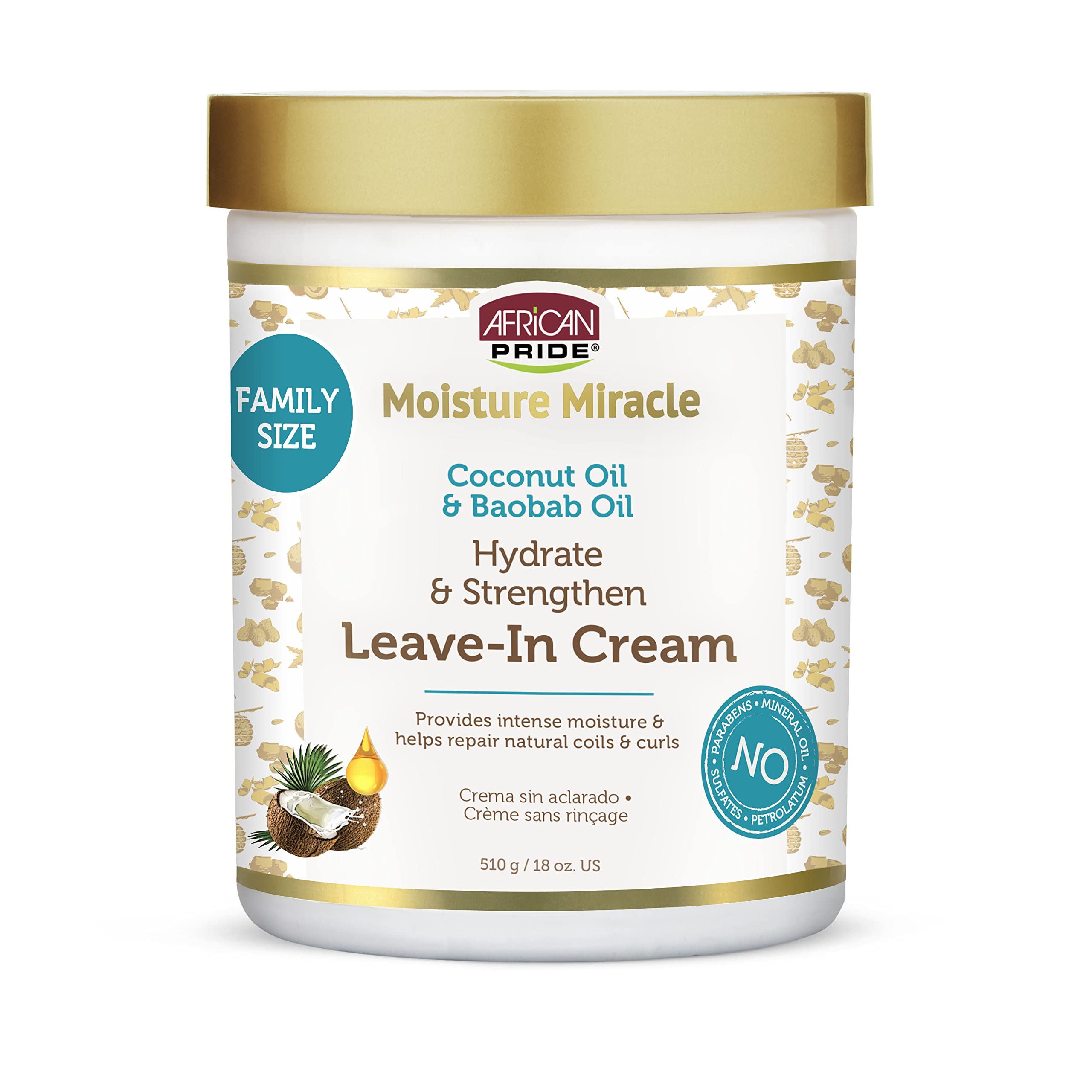 African Pride Moisture Miracle Leave-In bottle pour for quick, rich hydration on curls