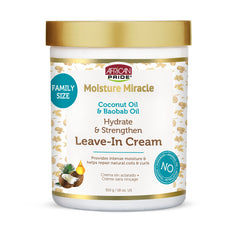 African Pride Moisture Miracle Leave-In bottle pour for quick, rich hydration on curls