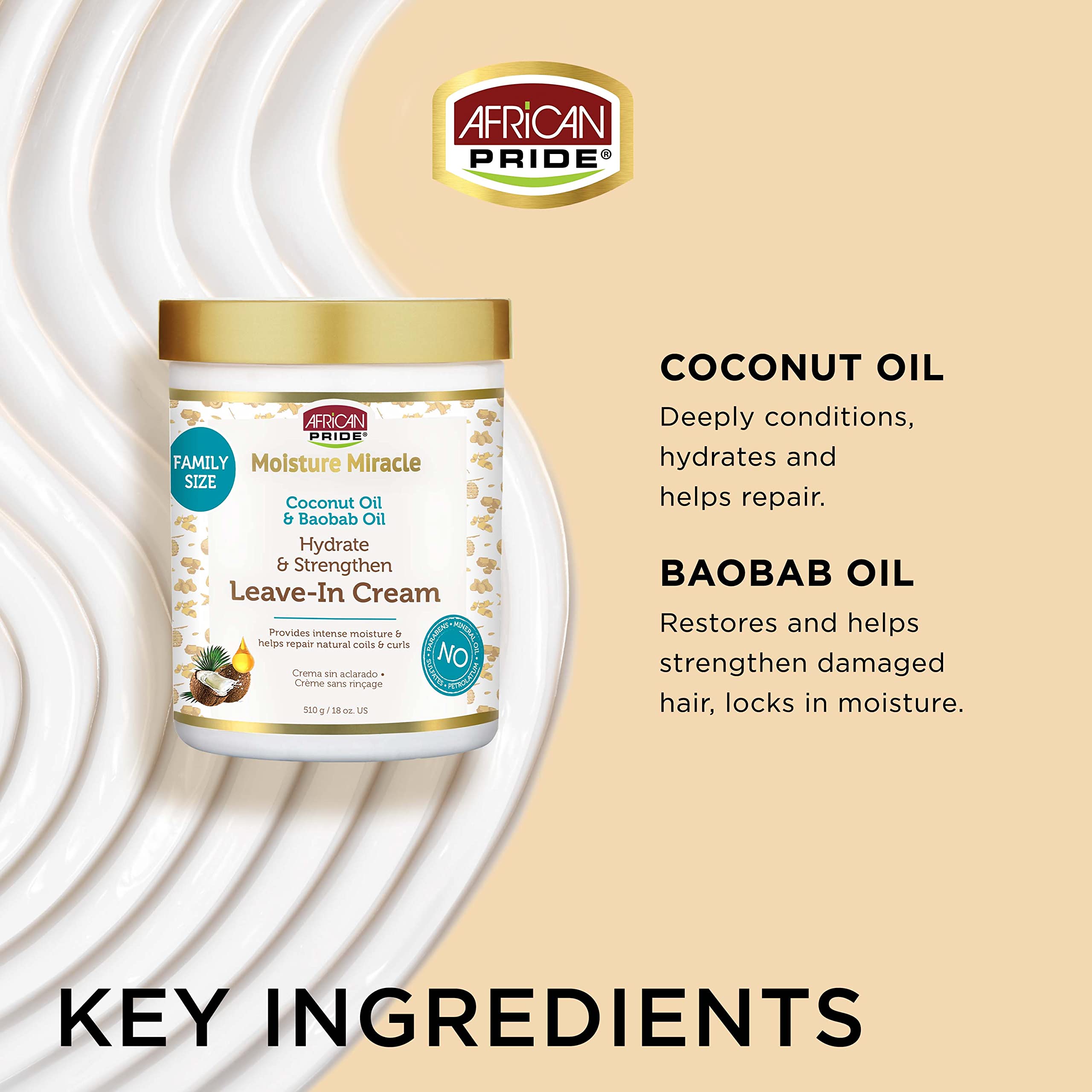 African Pride Moisture Miracle Leave-In hair section demonstrates smooth, defined curls without crunch