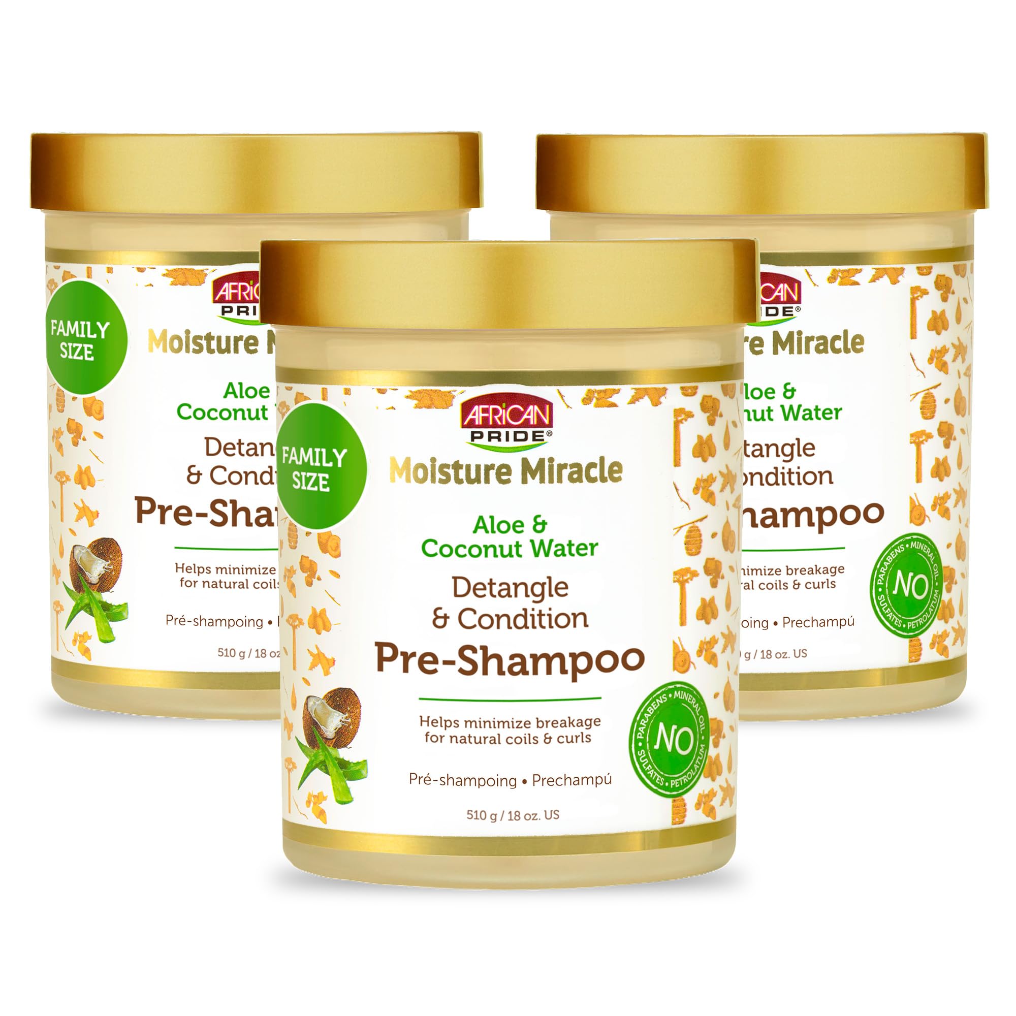 African Pride Moisture Miracle pre-shampoo detangler bottle shown for effortless detangling and hydration