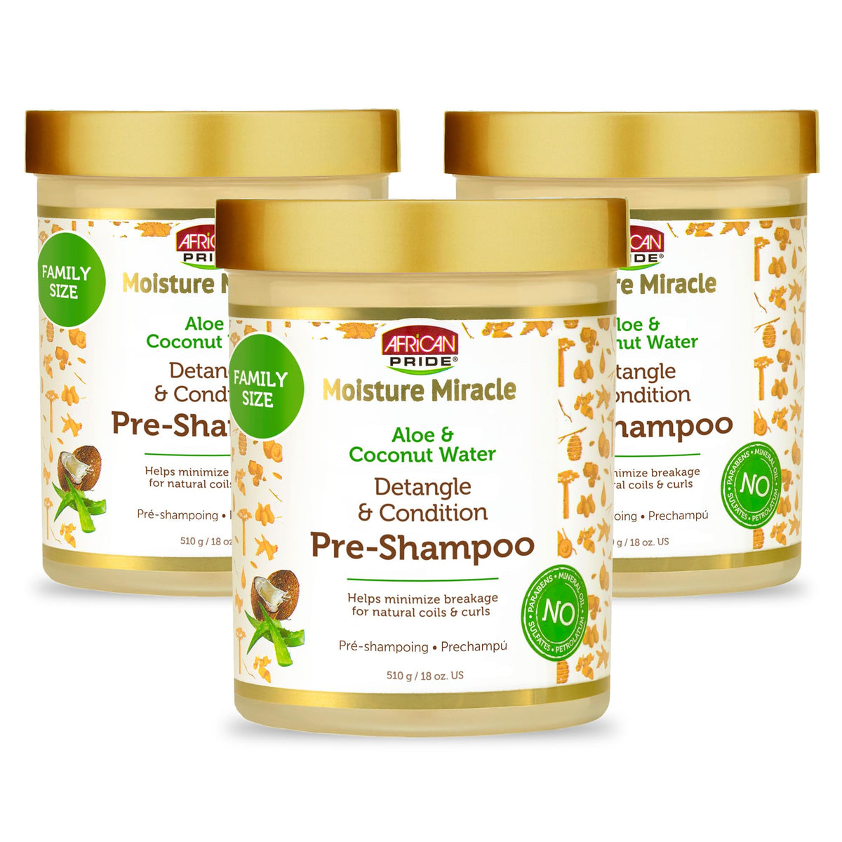 African Pride Moisture Miracle pre-shampoo detangler bottle shown for effortless detangling and hydration