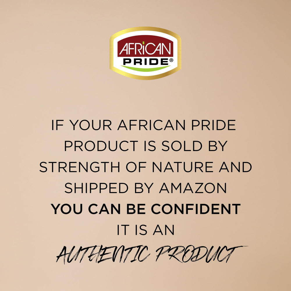 Packaging closeup shows travel-friendly 12 oz bottle from African Pride