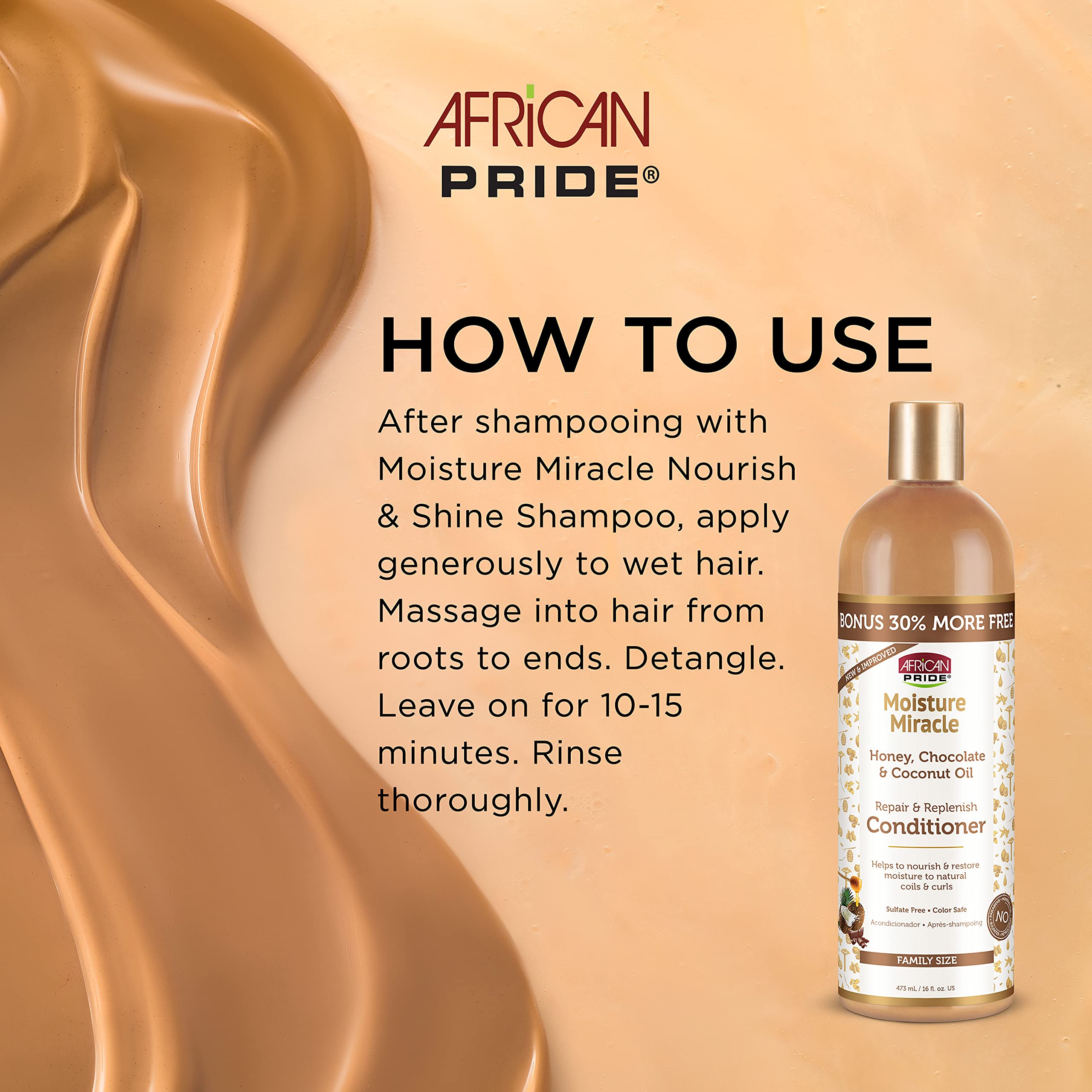 Textura cremosa de African Pride Moisture Miracle para limpieza suave.