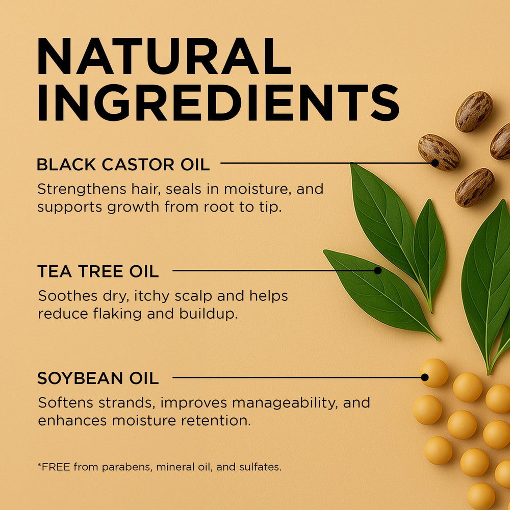 Oil applied to hair ends showing frizz control and shine with African Pride.