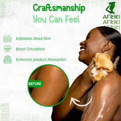 AFRIKI African Net Sponge extended 45-inch length helps reach back and legs.