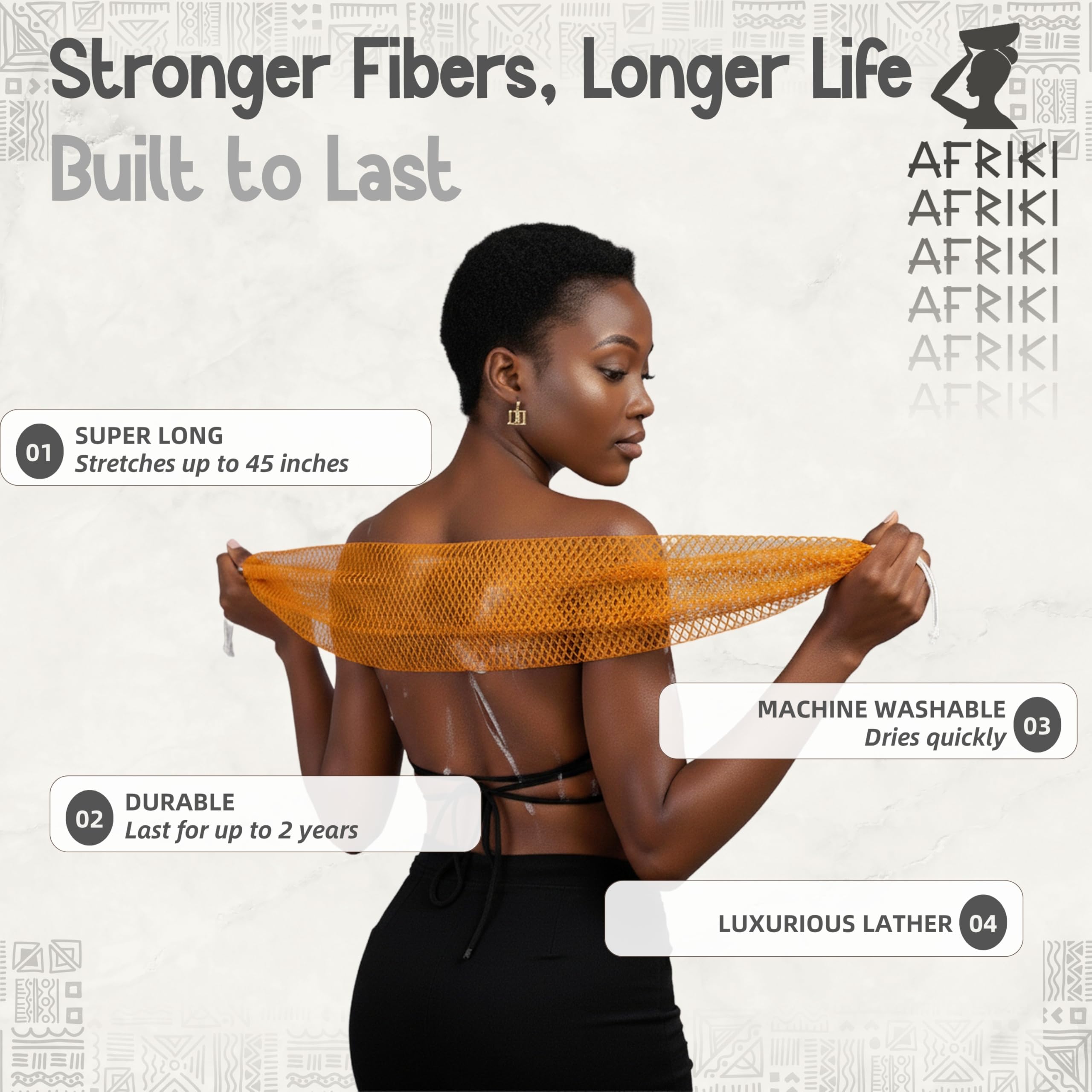 Esponja de baño AFRIKI lavable a máquina para uso frecuente.