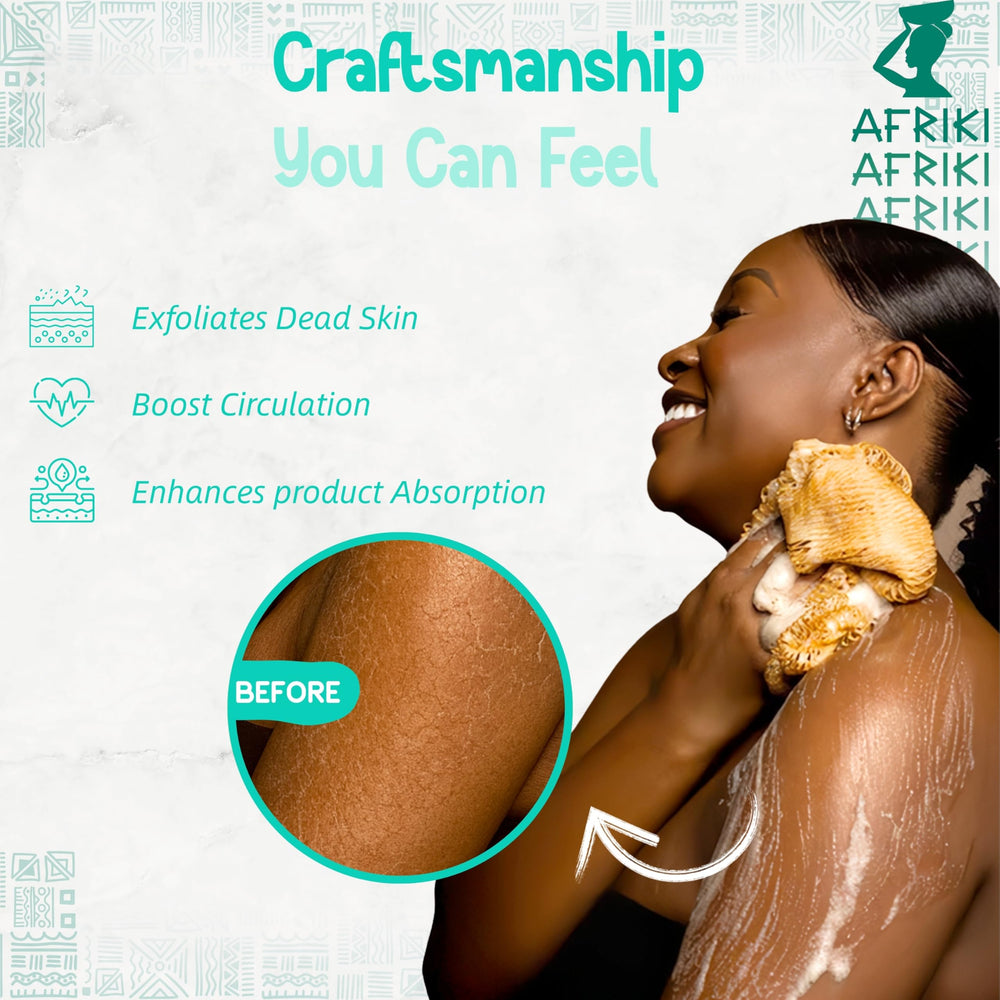 afriki exfoliacion corporal: detalle de la red africana para piel sensible.