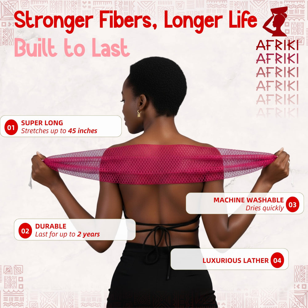 AFRIKI long net sponge reaches back and legs with ease.