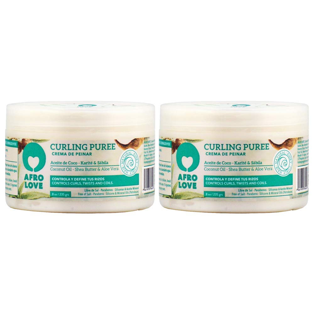 Afro Love Curling Puree bottle 8oz pack 2 for defined, frizz-controlled curls.