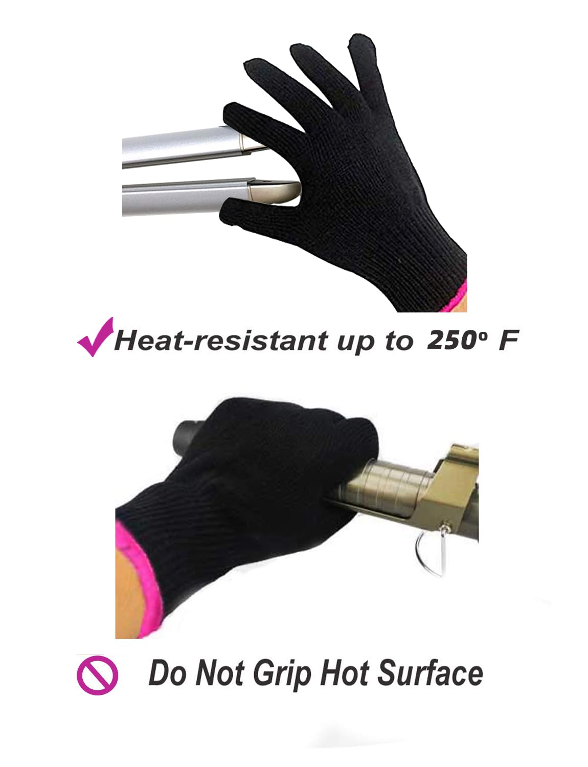 AFT90 glove enables safe handling of hot styling tools like curling irons.