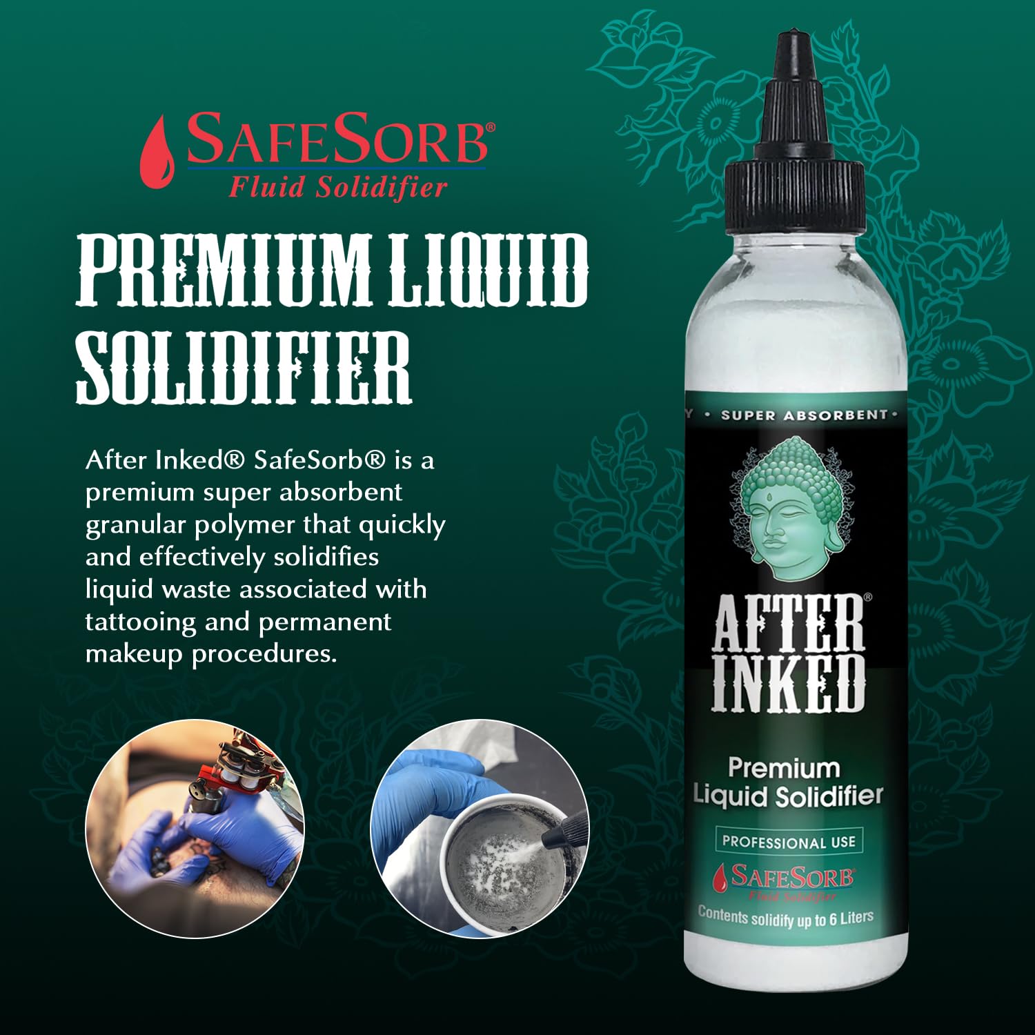 After Inked Liquid Solidifier: gel seguro para líquidos, limpieza profesional más rápida